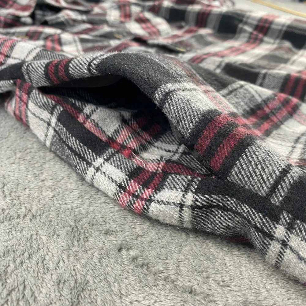 EURO JOY Flannel Shirt Jacket Men L Sherpa Lined Plaid Shacket Snap Outdoor Warm
